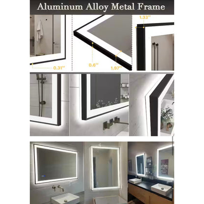 Apmir 28 x 36 LED Bathroom Vanity Mirror Anti Fog Framed Front and Backlit New