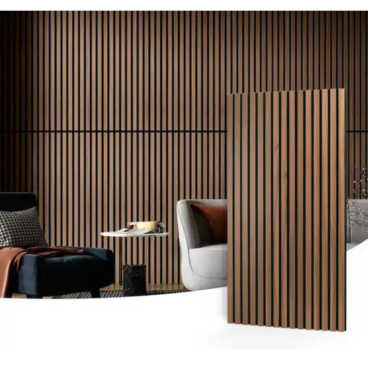 Art3d Walnut Acoustic Slat Wall Panel 2x4 MDF Sound Absorbing Wall Panel