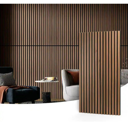 Art3d Walnut Acoustic Slat Wall Panel 2x4 MDF Sound Absorbing Wall Panel