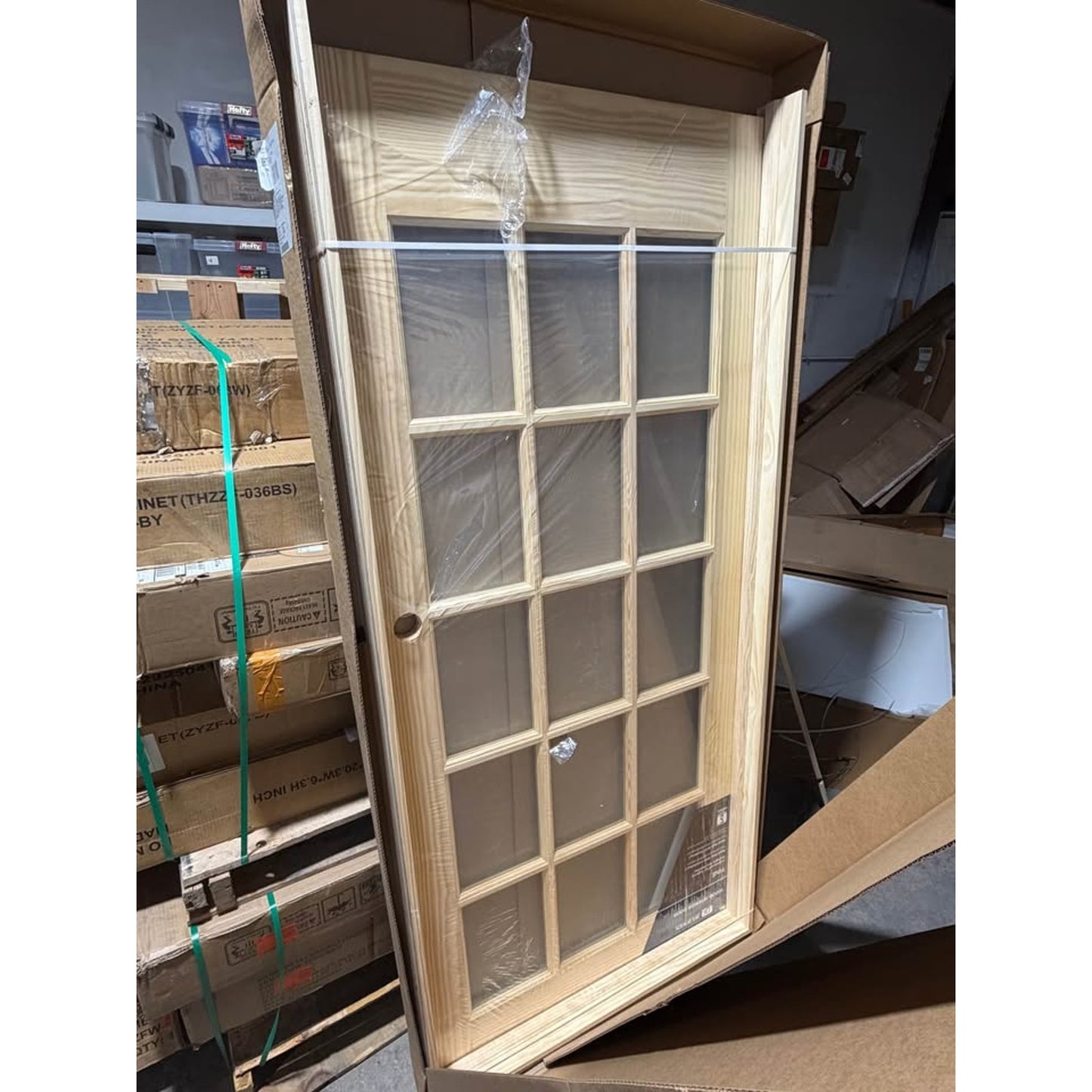 MMI DOOR 36” x 80” Left-Hand Unfinished Pine 15-Lite Clear Glass Prehung Interior Door