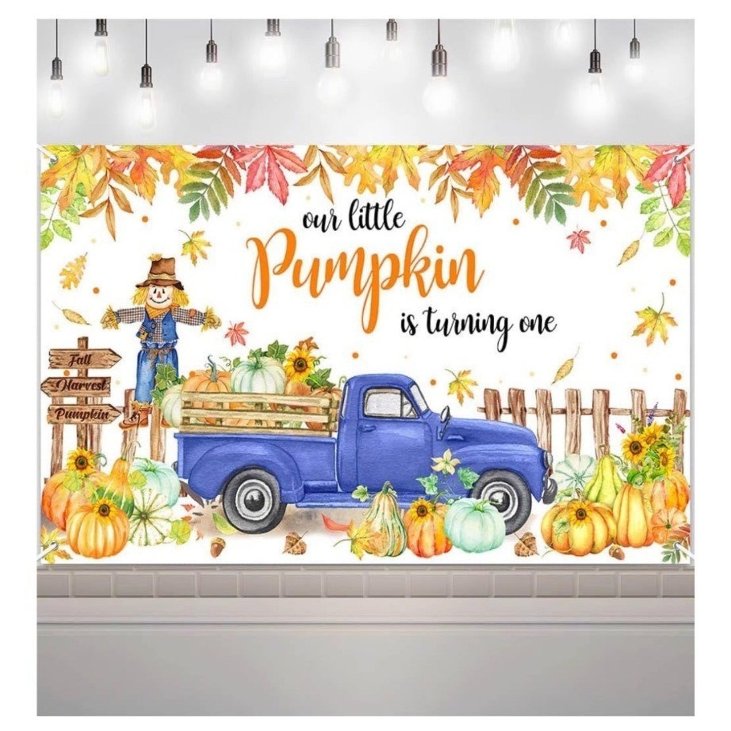Pumpkin 1st Birthday Backdrop With Truck 7x5ft Autumn Theme