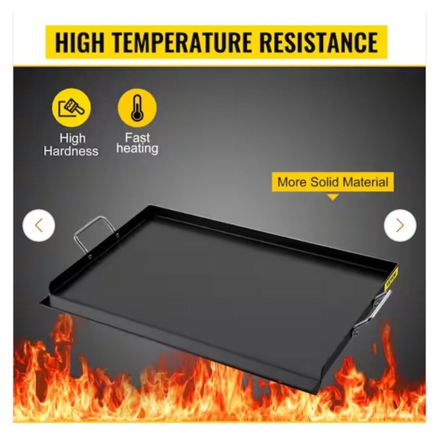 Carbon Steel Griddle 16" X 24" Grill Plate Flat Top With Handles
