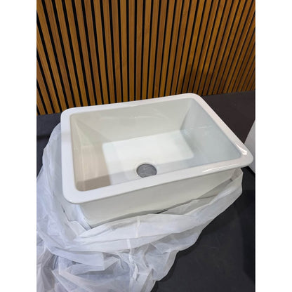 LORDEAR 24” Fireclay Undermount Kitchen Sink White w Grid + Strainer NEW