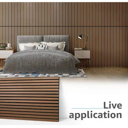 Art3d Walnut Acoustic Slat Wall Panel 2x4 MDF Sound Absorbing Wall Panel
