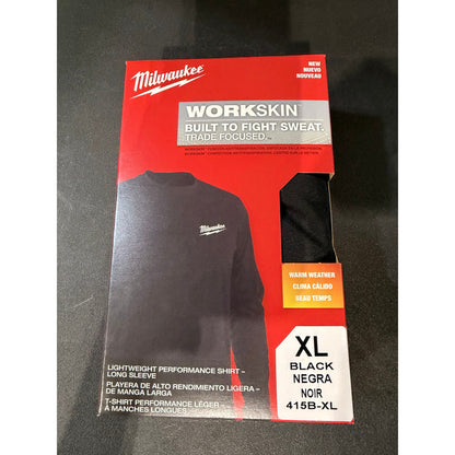 Milwaukee Men’s WORKSKIN XL Black Lightweight Performance Long Sleeve Shirt New 415B-XL Workwear
