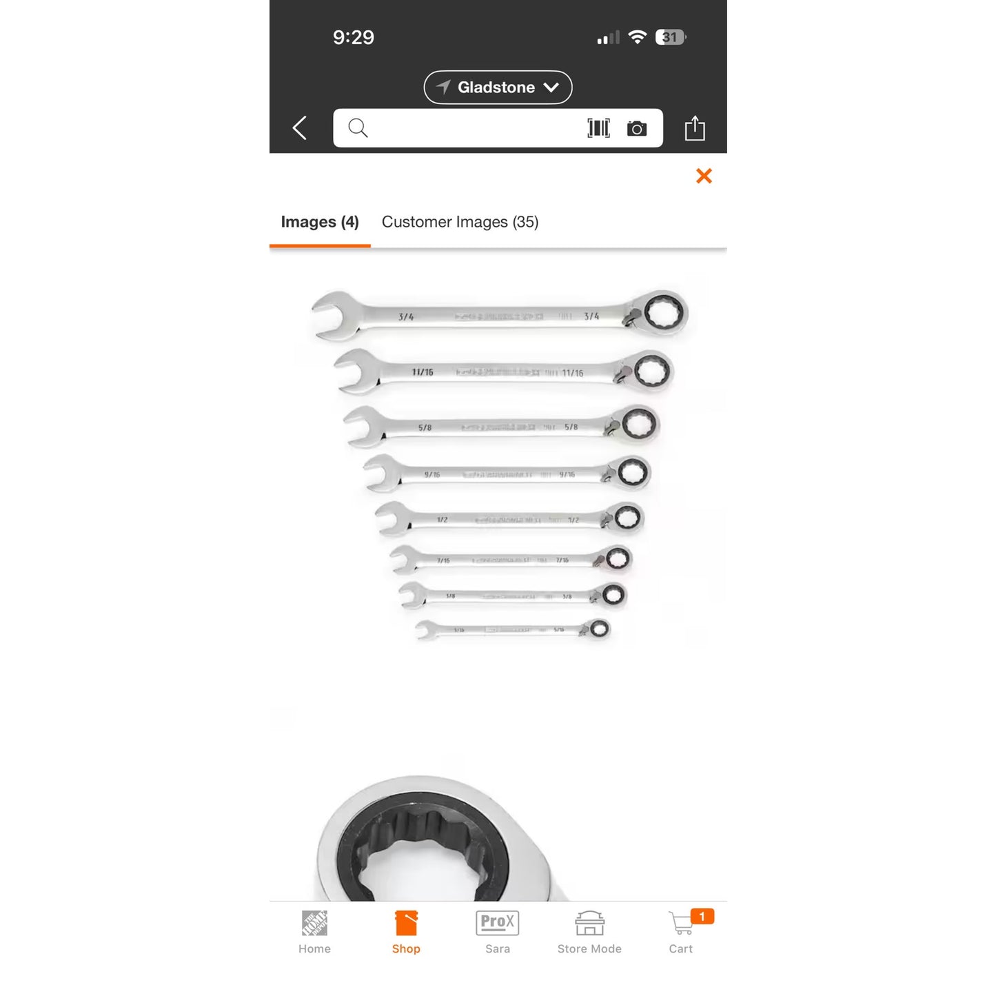 GEARWRENCH SAE Ratcheting Wrench Set 8 Pc Missing 9/16