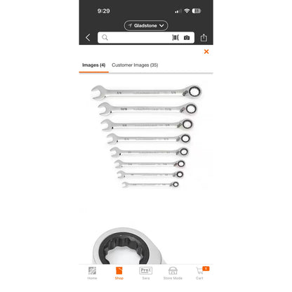 GEARWRENCH SAE Ratcheting Wrench Set 8 Pc Missing 9/16