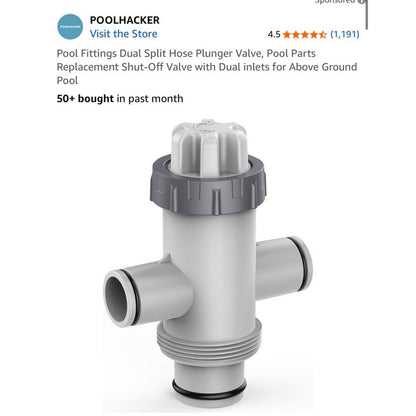 Dual Split Hose Plunger Valve - Swimming Pool Accessories Plunger Valve with ...