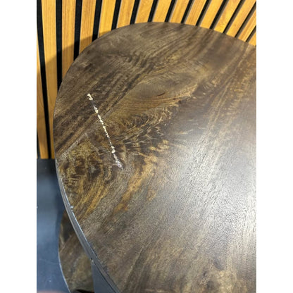 Crestview Collection Bowtie Round End Table in Brown Mango Wood