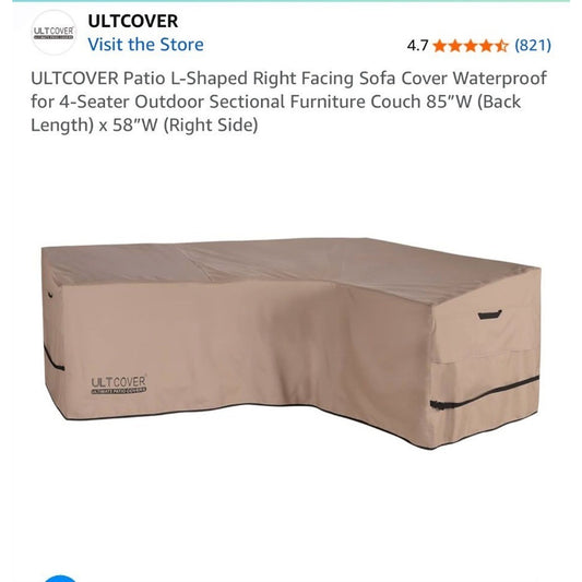 ULTCOVER L-Shaped Right Facing Patio Sofa Cover Beige Waterproof
