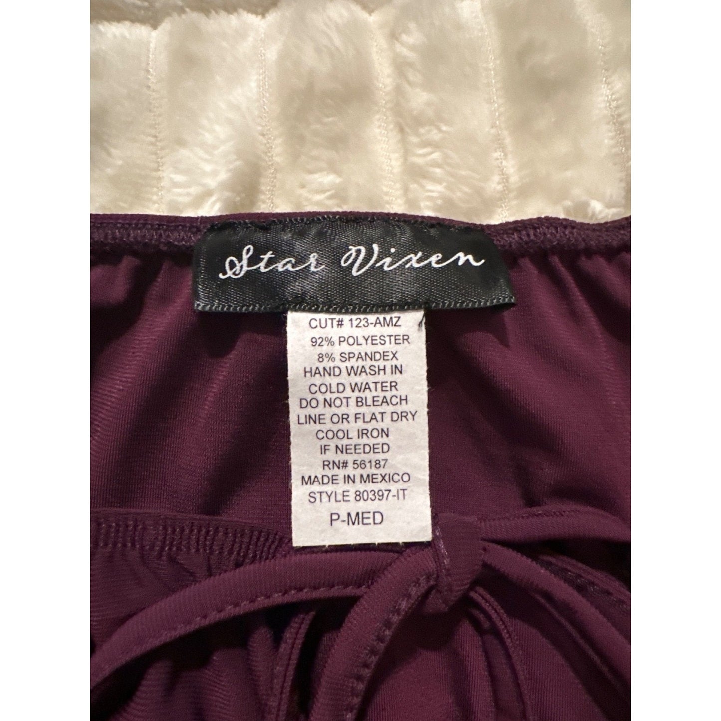 Star Vixen Burgundy Short Sleeve Elastic Hem Blouse Size Medium