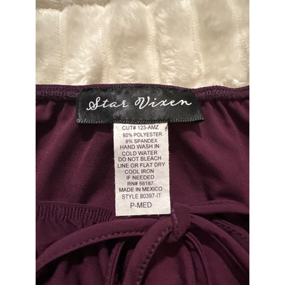 Star Vixen Burgundy Short Sleeve Elastic Hem Blouse Size Medium