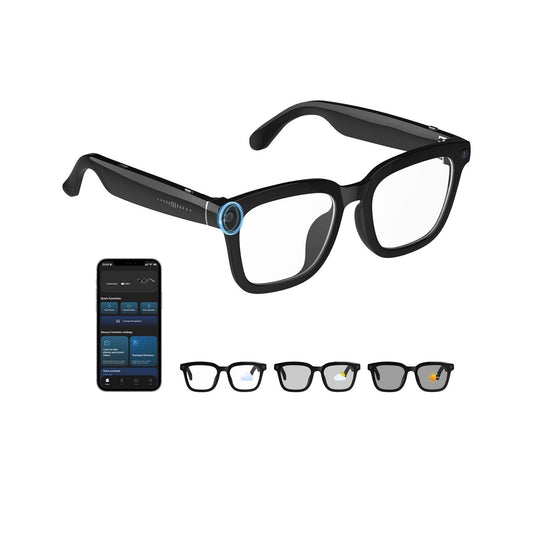 Smart Glasses with Camera, 8MP HD Camera Glasses, 1200P Video Recording Glasses With AI Assistant, Real-Time 139-Language Translation, Color-Change Lenses, Bluetooth Eyeglasses for Indoor Outdoor Use