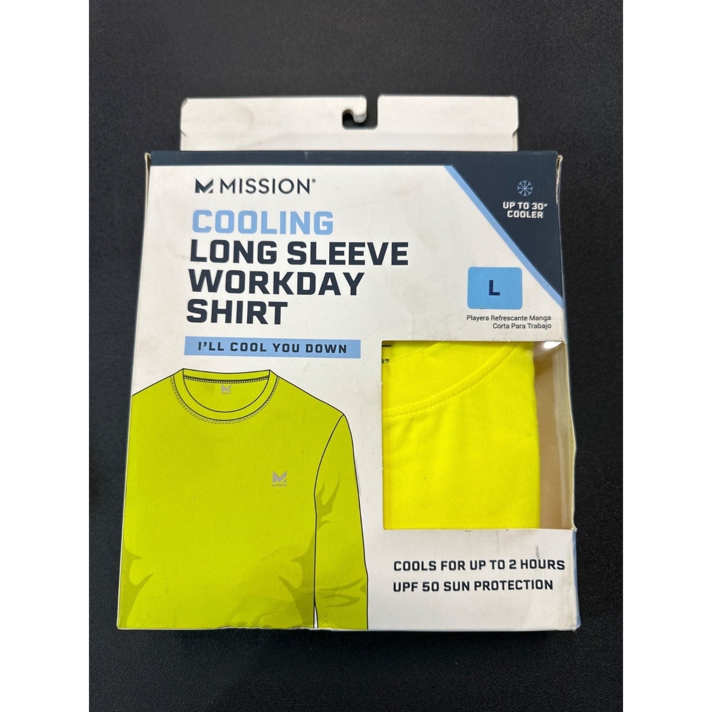Mission Hi-Vis Yellow Cooling Long Sleeve Lightweight Shirt L