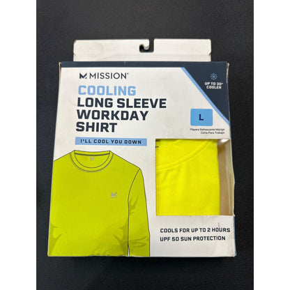 Mission Hi-Vis Yellow Cooling Long Sleeve Lightweight Shirt L