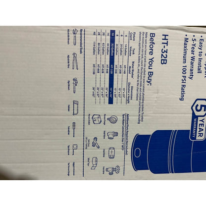 Water Worker 32 Gal Pressurized Well Tank (HT32B) – Precharged 38 PSI – BRAND NEW