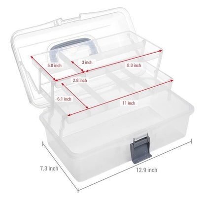 MyGift Transparent Multipurpose Storage Box With Latching Lid Gray Handle & 2 Tr