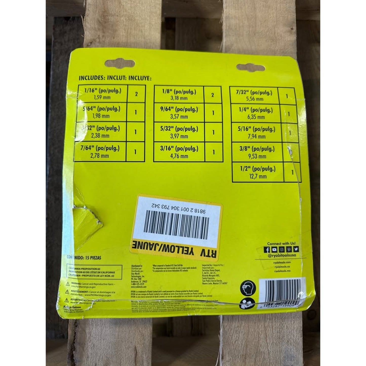 Ryobi 15-Piece Hex Shank Black Oxide Drill Bit Set Durable