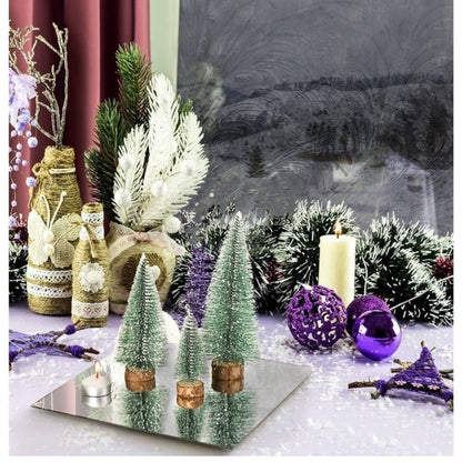 Suwimut Set Of 10 Square Mirror Candle Plates 12"x12" Frameless Glass Mirror Tra