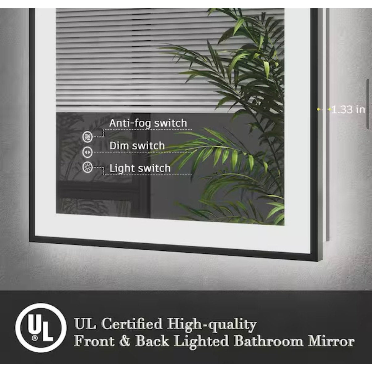 Apmir 28 x 36 LED Bathroom Vanity Mirror Anti Fog Framed Front and Backlit New