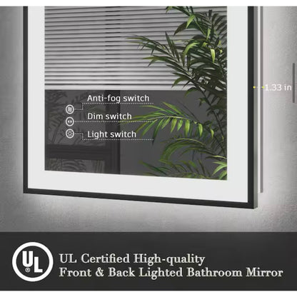 Apmir 28 x 36 LED Bathroom Vanity Mirror Anti Fog Framed Front and Backlit New