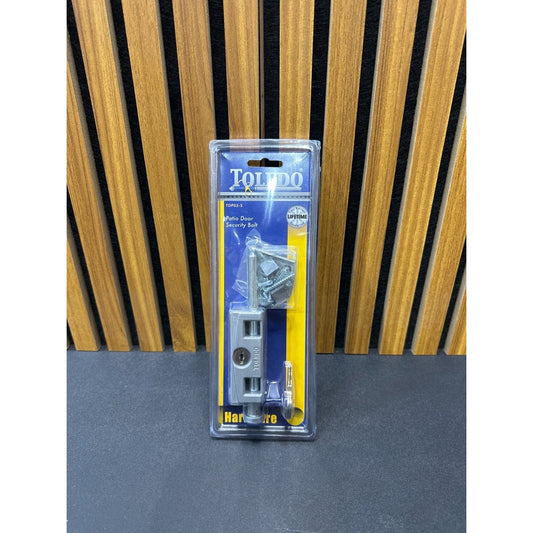 Toledo Patio Door Silver Security Bolt Lock TDP02-S Keyed Design
