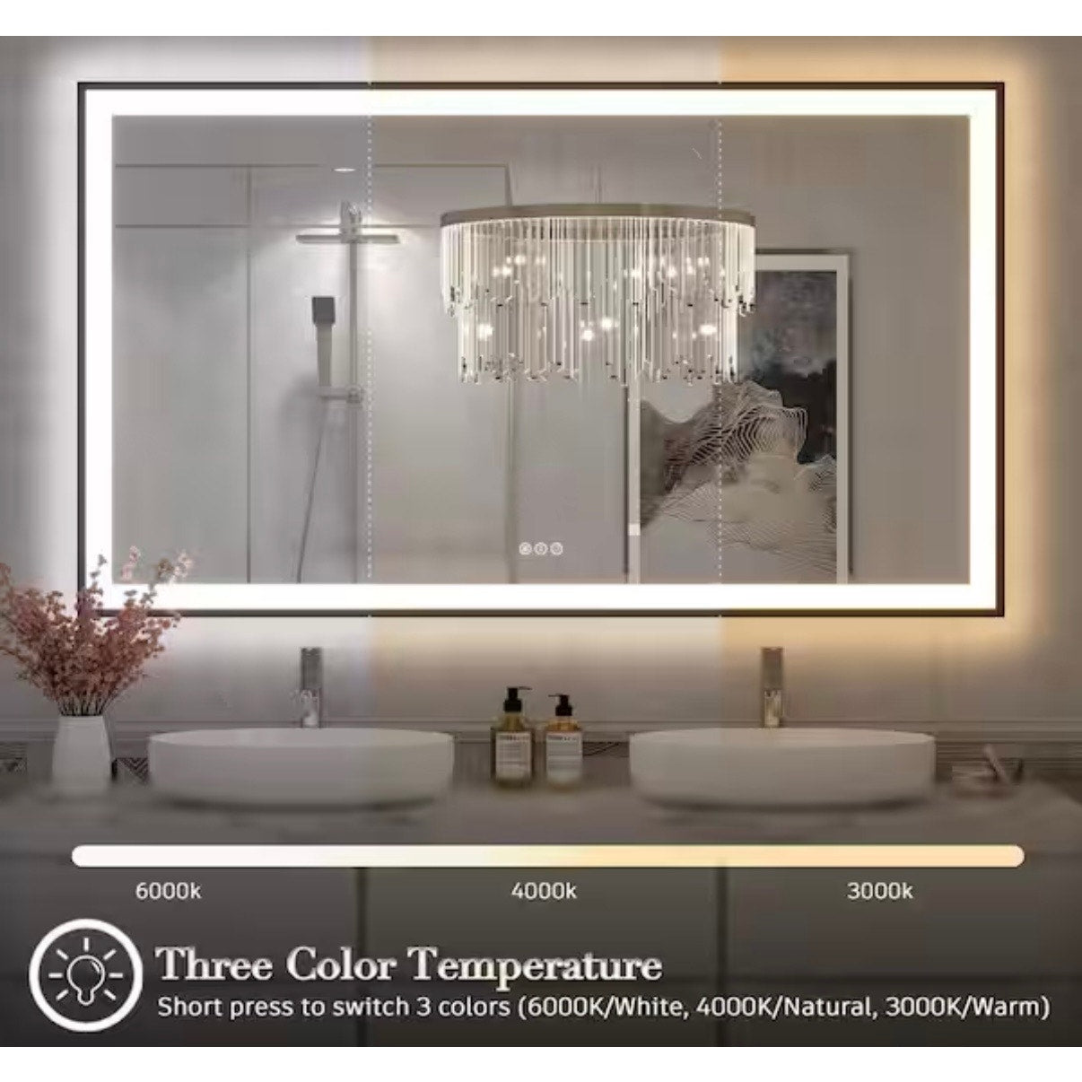 Apmir 28 x 36 LED Bathroom Vanity Mirror Anti Fog Framed Front and Backlit New