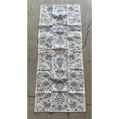 Jinchan Floral Runner Rug 2x5 Machine Washable Non-Slip Thin Blue Pattern