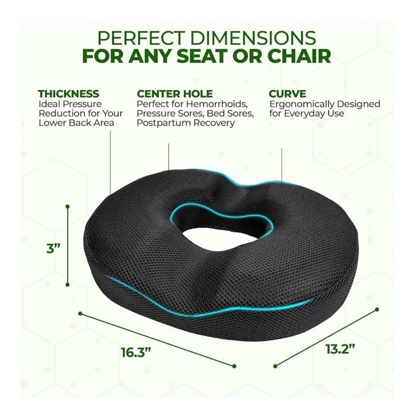 Orthopedic Memory Foam Donut Pillow Pain Relief Washable Cover