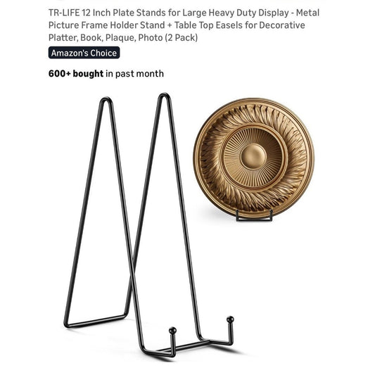 Large Metal Display Stands 12" Heavy Duty For Plates & Frames