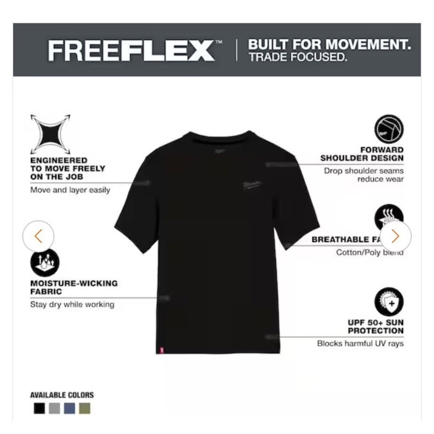 Milwaukee Mens 2X Black Cotton/Polyester Hybrid Work Shirt