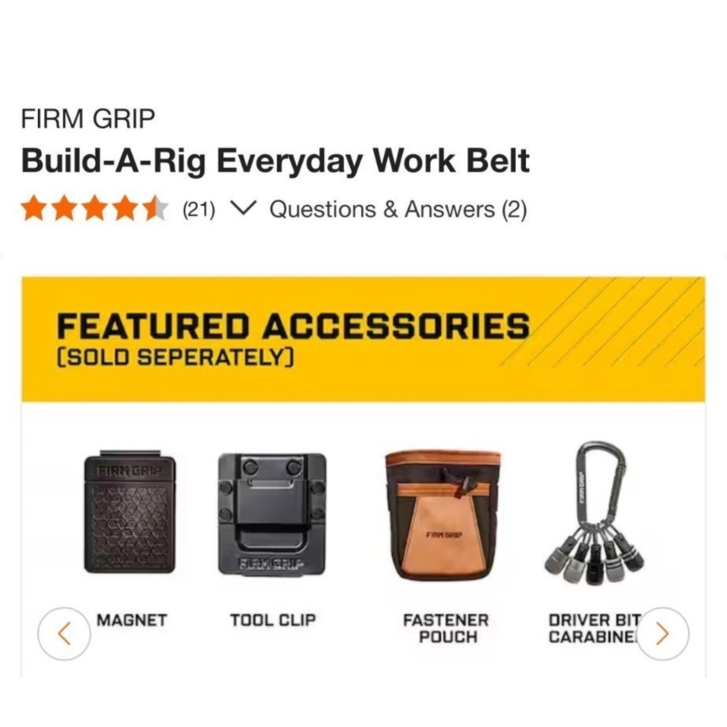 Firm Grip Build-A-Rig Everyday Work Belt Quick-Release