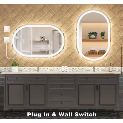 Apmir 24 x 32 Oval LED Bathroom Vanity Mirror Anti Fog Frameless Lighted Mirror New