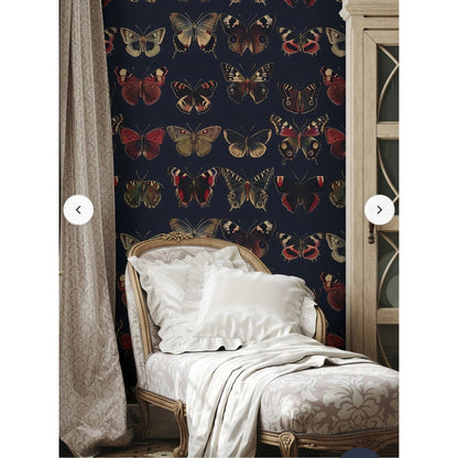 Muralls Deep Charcoal Vintage Butterfly Wallpaper custom size 28in x 120in, 71cm x 305cm. Qty 4 sheets