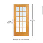 MMI DOOR 36” x 80” Left-Hand Unfinished Pine 15-Lite Clear Glass Prehung Interior Door
