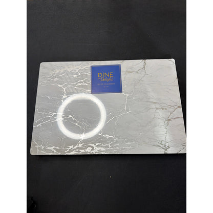 Dainty Home Foiled Granite Thick Cork Heat Resistant Dining Table Placemats Set of 2, 12" x 18" Rectangle, Marbled Silver, 2 Count