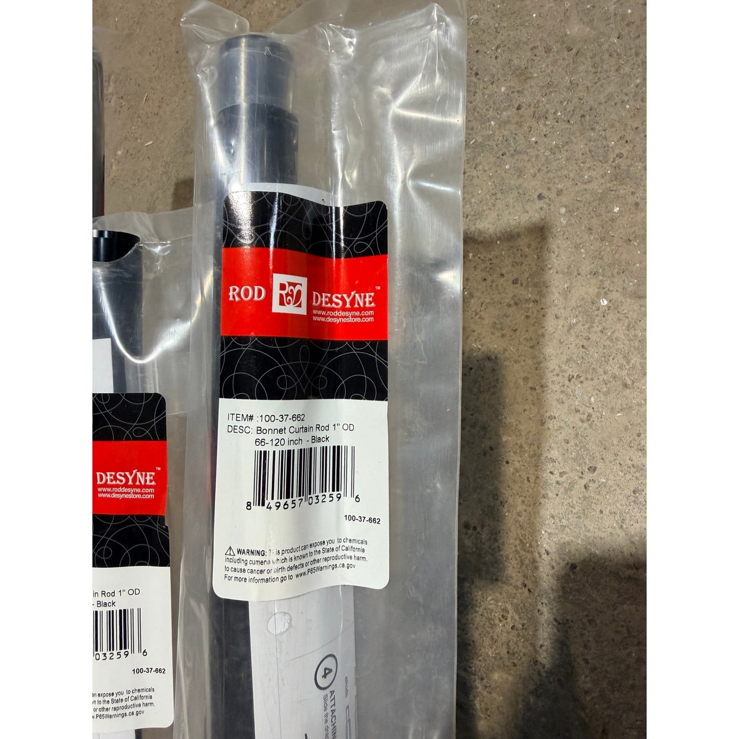 Rod Desyne Bonnet Single Curtain Rod Black 66 in to 120 in Adjustable Window Rod New