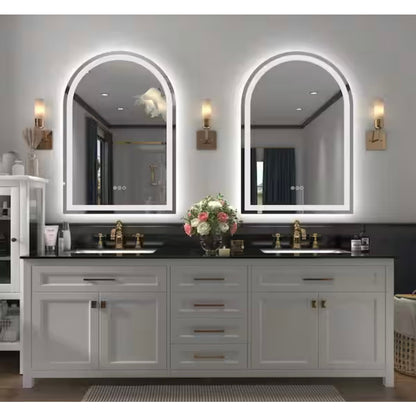 Apmir 26 x 38 Arch LED Bathroom Vanity Mirror Anti Fog Frameless Lighted Mirror New