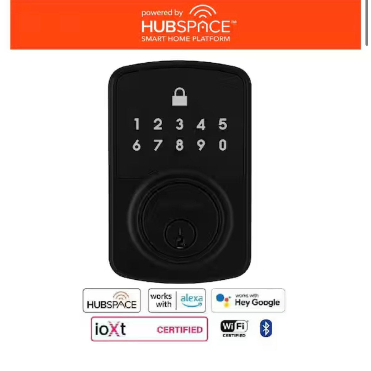 Defiant Hubspace WiFi Keypad Deadbolt Matte Black As Is