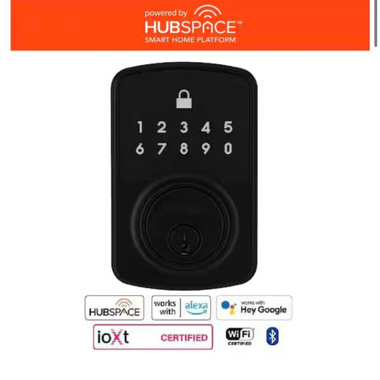 Defiant Hubspace WiFi Keypad Deadbolt Matte Black As Is
