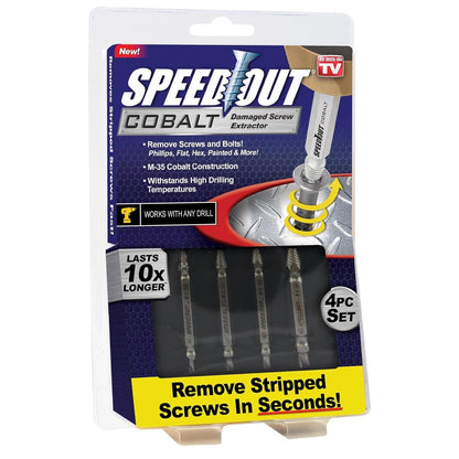 SpeedOut 4 Piece Damaged Screw Extractor Set Cobalt Screw Remover