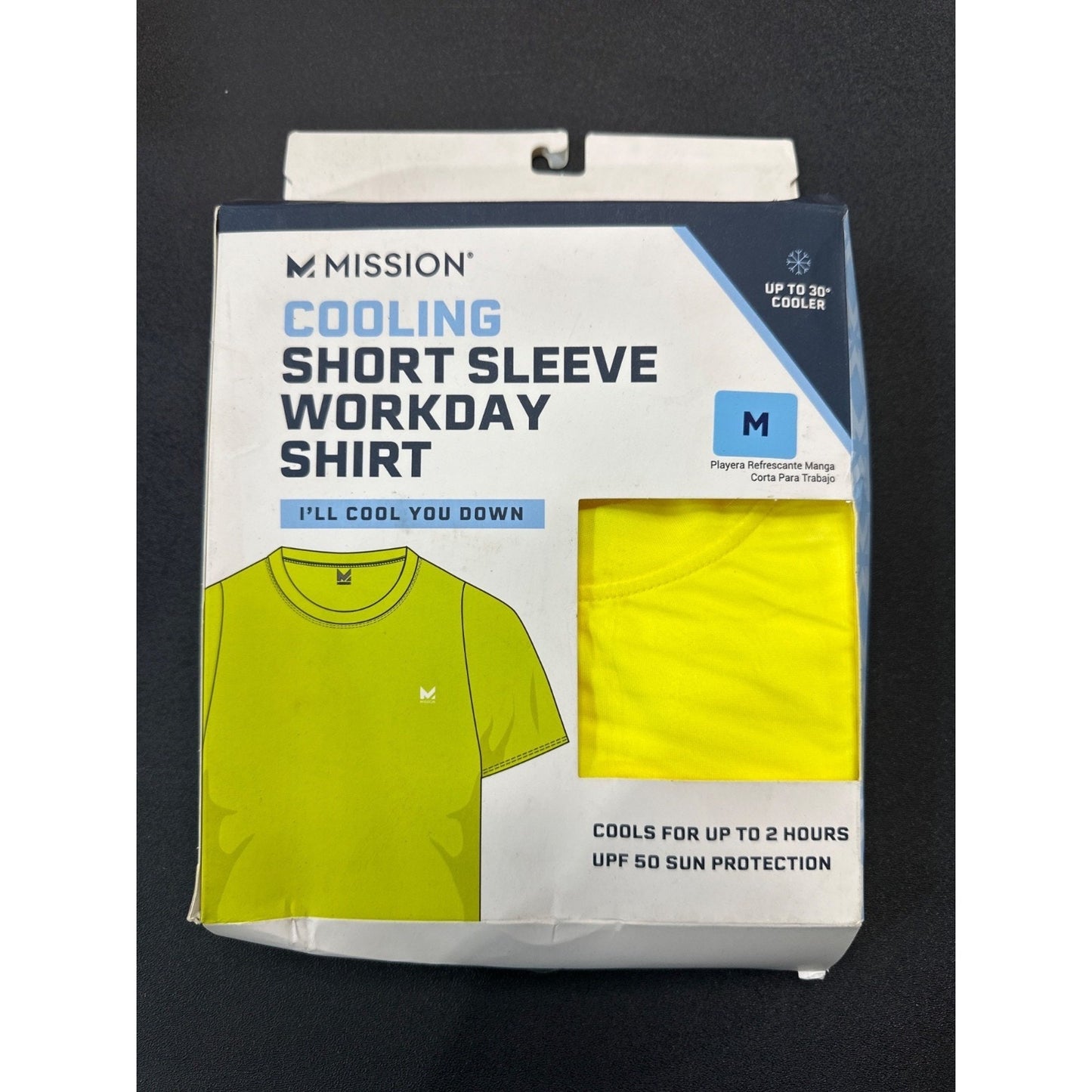 Mission Hi-Vis Yellow Cooling Performance Shirt Medium Unisex UPF 50+