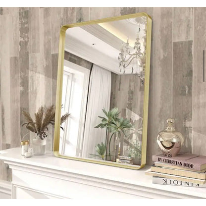 Apmir 20 x 28 Brushed Gold Bathroom Vanity Mirror Wall Mirror New