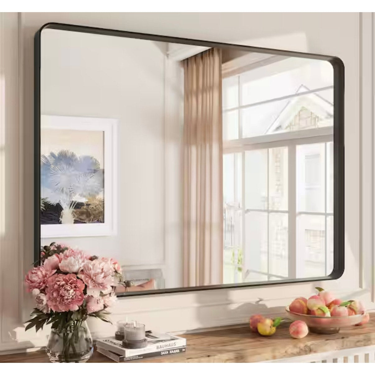 Apmir 44 x 30 Matte Black Bathroom Vanity Mirror Wall Mirror New