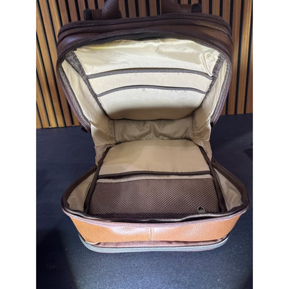 Brown Faux Leather Backpack With Multi-Compartment Design & Durable Straps