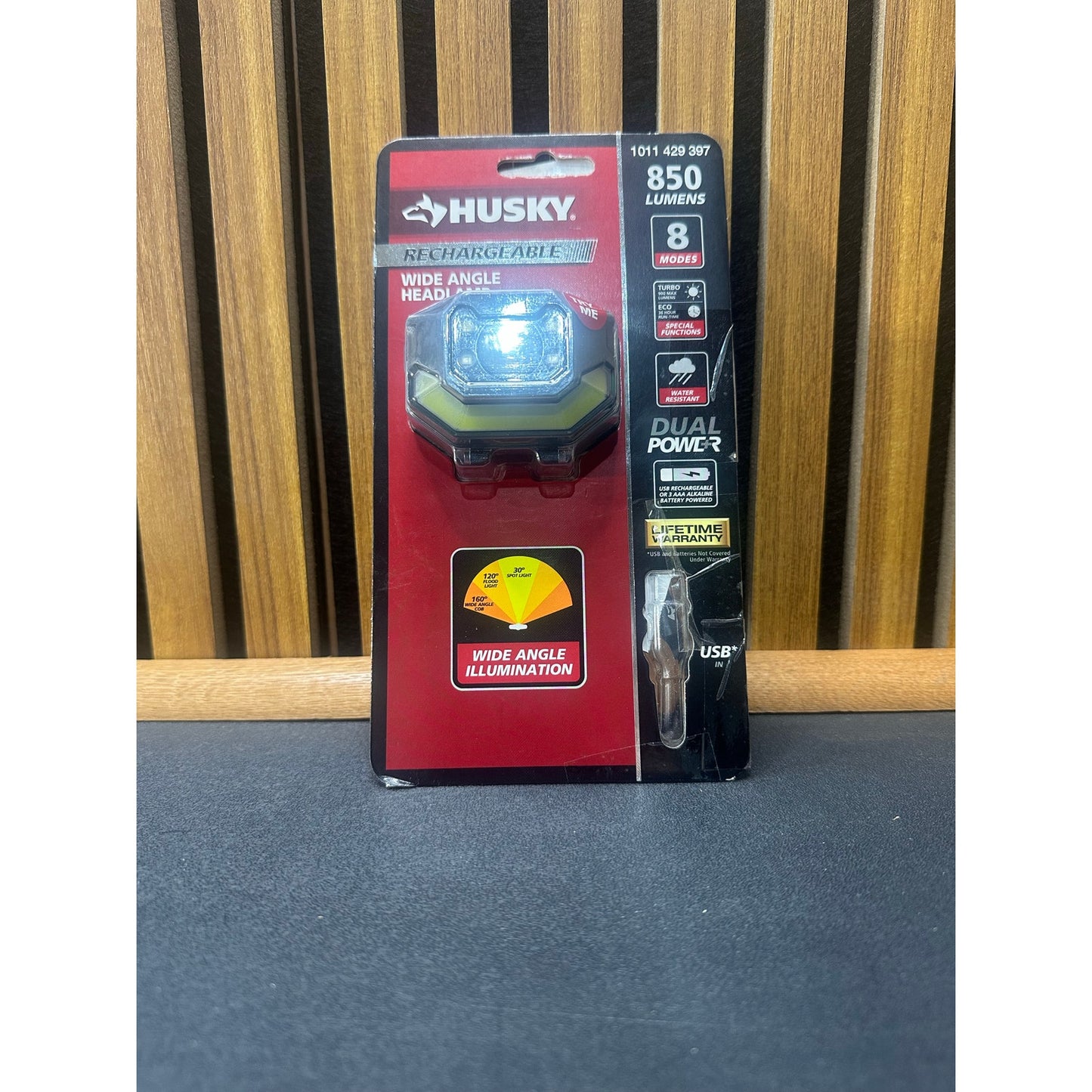 Husky 850 Lumen Rechargeable Headlamp Open Box New