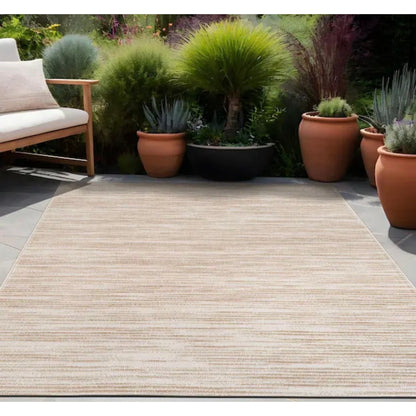 Beverly Rug Linea Beige 8x10 Indoor Outdoor Area Rug Washable Rubber Back Patio Rug New