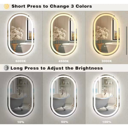 Apmir 24 x 36 Oval LED Bathroom Vanity Mirror Anti Fog Frameless Lighted Mirror New
