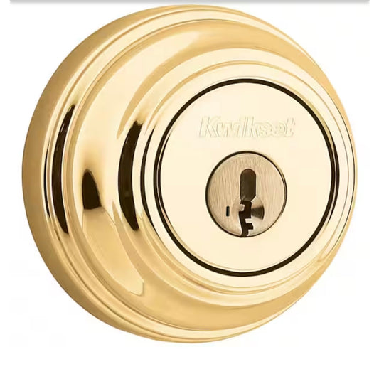 Kwikset Polished Brass Double Cylinder Deadbolt Open Box New