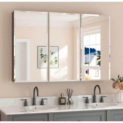 Black Rectangular Beveled Frameless Metal Black Surface Mount/Recessed Medicine Cabine